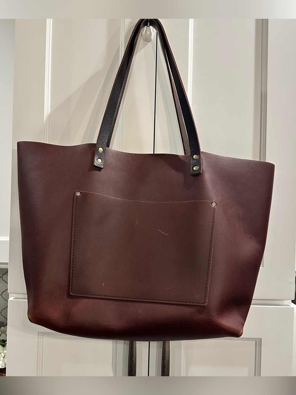 Portland Leather Goods Classic Tote Burgundy Merlot Oversized Shoulder Bag XL